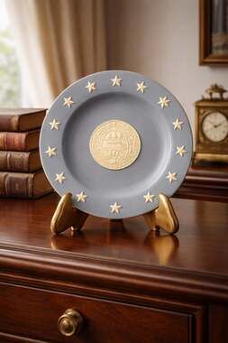 Wedgwood Blue Jasperware State Seal Series Pennsylvania Trinket Dish